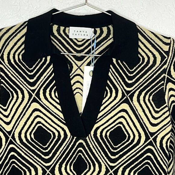 NWT Tanya Taylor Darcy Knit Butter/ Black Wool Large - Picture 4 of 14